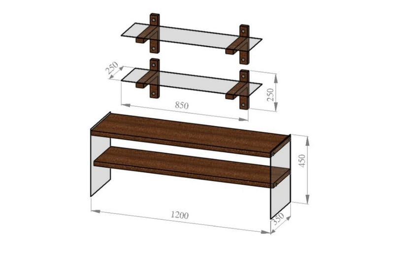 Netherlee TV-møbelsett 45 cm - Valnøtt - Møbler - TV- & Mediamøbler - TV-møbelsett