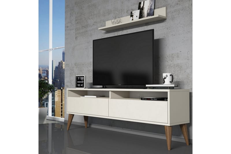 TV-møbelsett Nyarai 150 cm - Hvit/Grå - TV-møbelsett