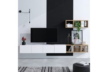 Pa TV-møbelsett 215x32 cm Hvit/Brun - Hanah Home - Møbler - TV- & Mediamøbler - TV-møbelsett