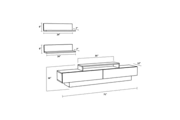 Rinorea Tv-møbelsett 180x40 cm - Hvit - Møbler - TV- & Mediamøbler - TV-møbelsett