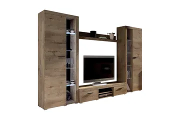 Rumba TV-møbelsett 300x34x190 cm - Beige / Brun - Møbler - TV- & Mediamøbler - TV-møbelsett