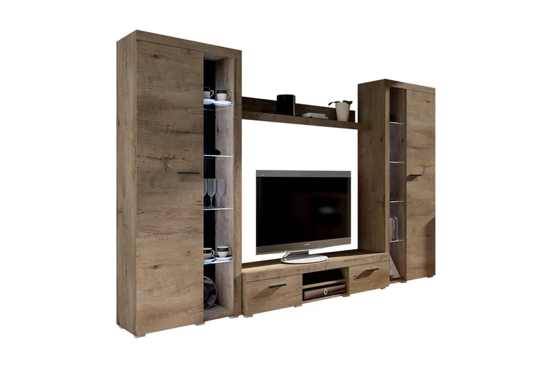 Rumba TV-møbelsett 300x34x190 cm - Beige / Brun - Møbler - TV- & Mediamøbler - TV-møbelsett