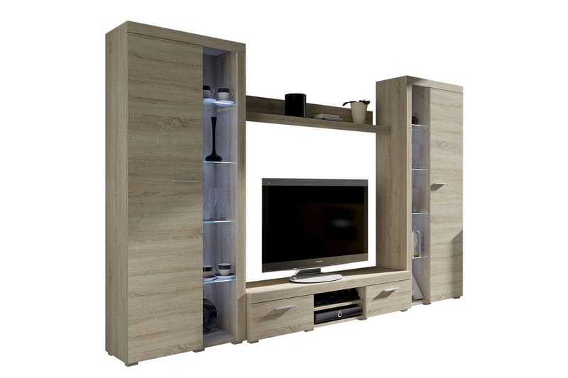 Rumba TV-møbelsett 300x34x190 cm - Beige / Grå /  Hvit - Møbler - TV- & Mediamøbler - TV-møbelsett