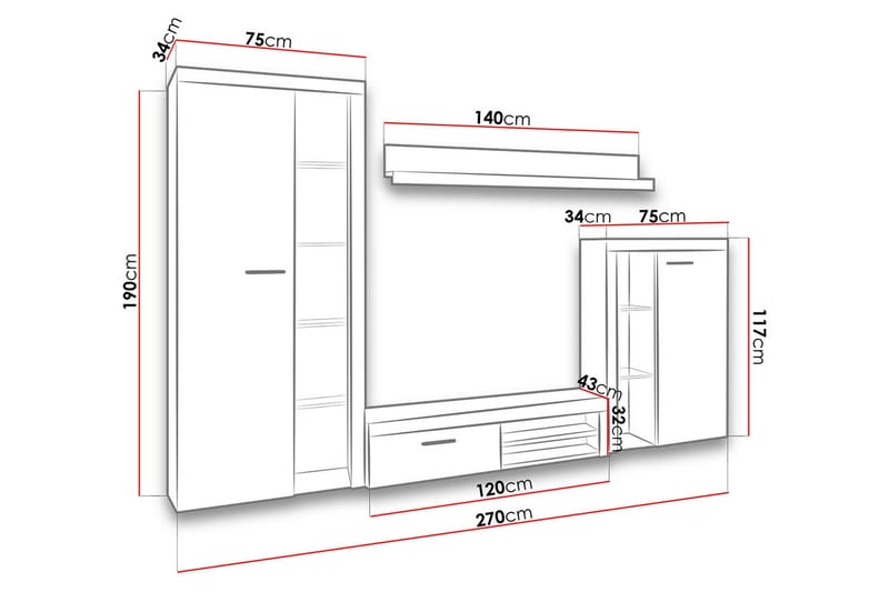 Rumba TV-møbelsett - Beige / Grå - Møbler - TV- & Mediamøbler - TV-møbelsett