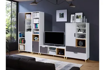 Sayuki Tv-Møbelsett 120 cm - Hvit/Grå - Møbler - TV- & Mediamøbler - TV-møbelsett