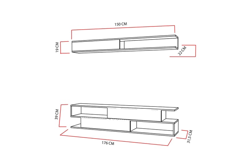 Simsaur TV-benk med Hylle - Møbler - TV- & Mediamøbler - TV-møbelsett