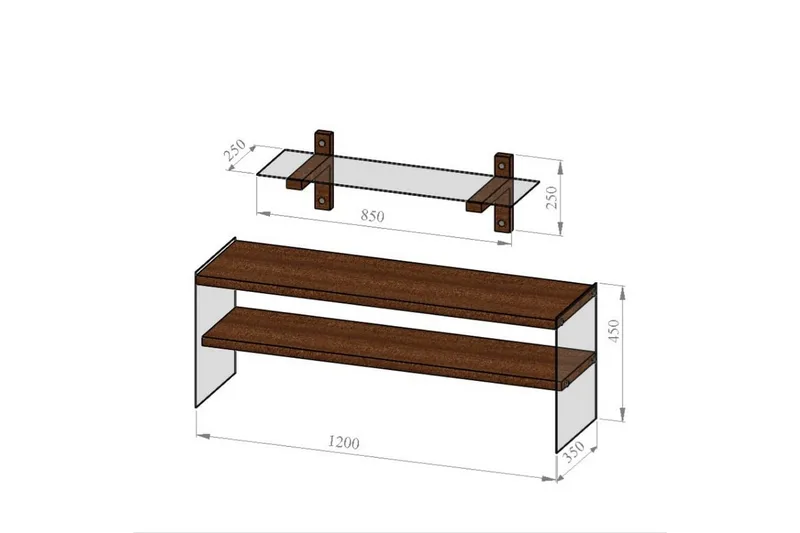 Tomassoni TV-møbelsett 45 cm - Valnøtt - Møbler - TV- & Mediamøbler - TV-møbelsett