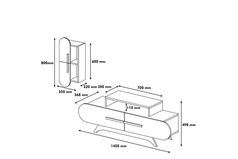 TV-Benk Amtorp 145 cm - Brun|Gul - Møbler - TV- & Mediamøbler - TV-møbelsett