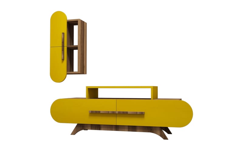 TV-Benk Amtorp 145 cm - Brun|Gul - Møbler - TV- & Mediamøbler - TV-møbelsett