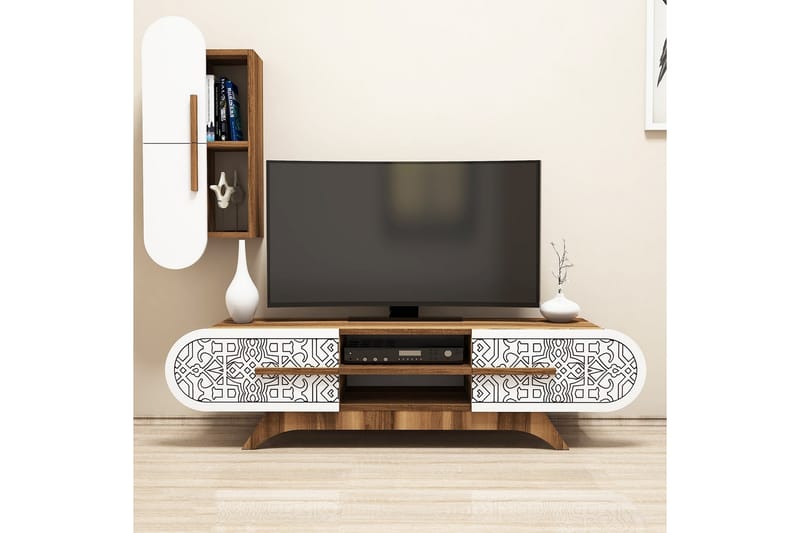 TV-Benk Amtorp 145 cm - Brun|Hvit - TV-møbelsett