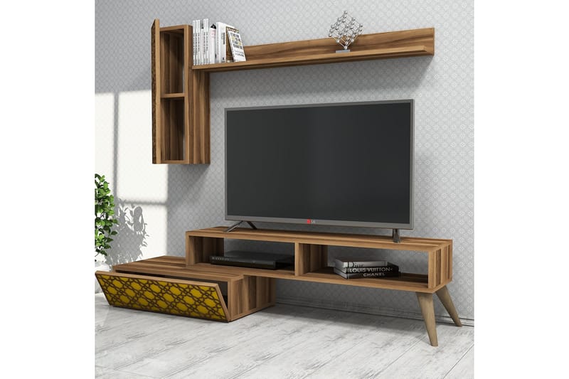 TV-Benk Amtorp 150 cm - Brun|Gul - TV-møbelsett
