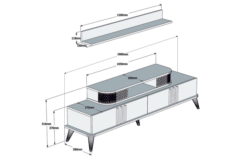 TV-Benk Amtorp 168 cm - Hvit - Møbler - TV- & Mediamøbler - TV-møbelsett