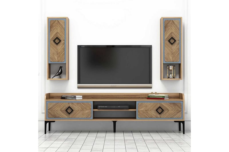 TV-Benk Amtorp 180 cm - Brun|Blå - Møbler - TV- & Mediamøbler - TV-møbelsett