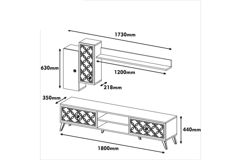 TV-Benk Amtorp 180 cm - Brun|Hvit - TV-møbelsett