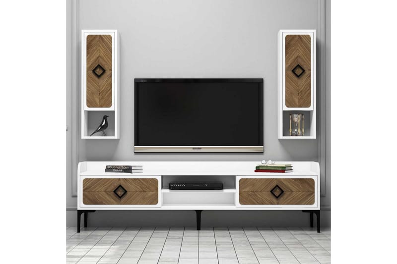 TV-Benk Amtorp 180 cm - Hvit|Brun - Møbler - TV- & Mediamøbler - TV-møbelsett