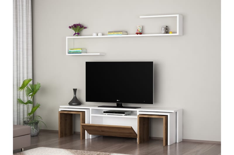 TV-benk Mumpher med Vegghylle - TV-møbelsett