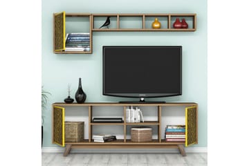 TV-Møbelsett Amtorp 160 cm - Brun|Gul - Møbler - TV- & Mediamøbler - TV-møbelsett