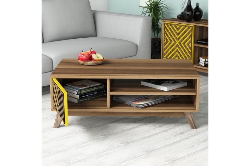 TV-Møbelsett Amtorp 160 cm - Brun|Gul - Møbler - TV- & Mediamøbler - TV-møbelsett