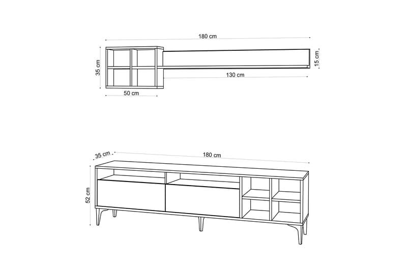 TV-møbelsett Debbies 180 cm - Natur / Svart - TV-møbelsett