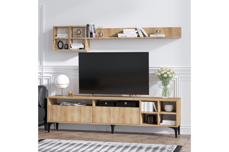 TV-møbelsett Debbies 180 cm - Natur / Svart - TV-møbelsett