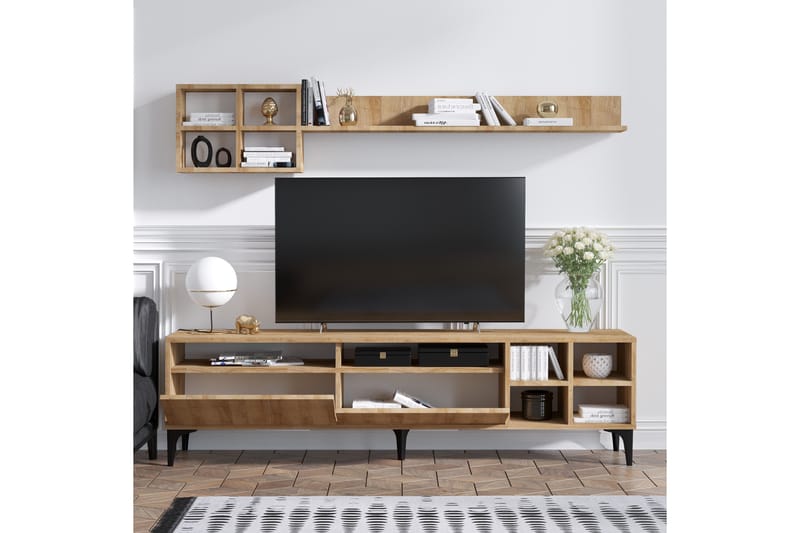 TV-møbelsett Debbies 180 cm - Natur / Svart - TV-møbelsett