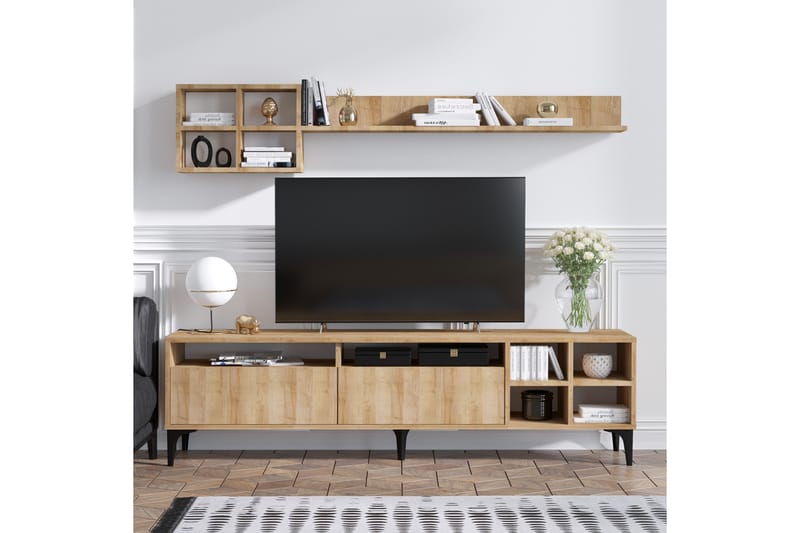 TV-møbelsett Debbies 180 cm - Natur / Svart - TV-møbelsett