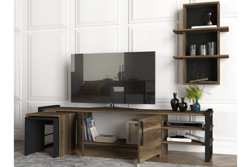 TV-Møbelsett Declerc 180 cm - Valnøtt|Svart - TV-møbelsett