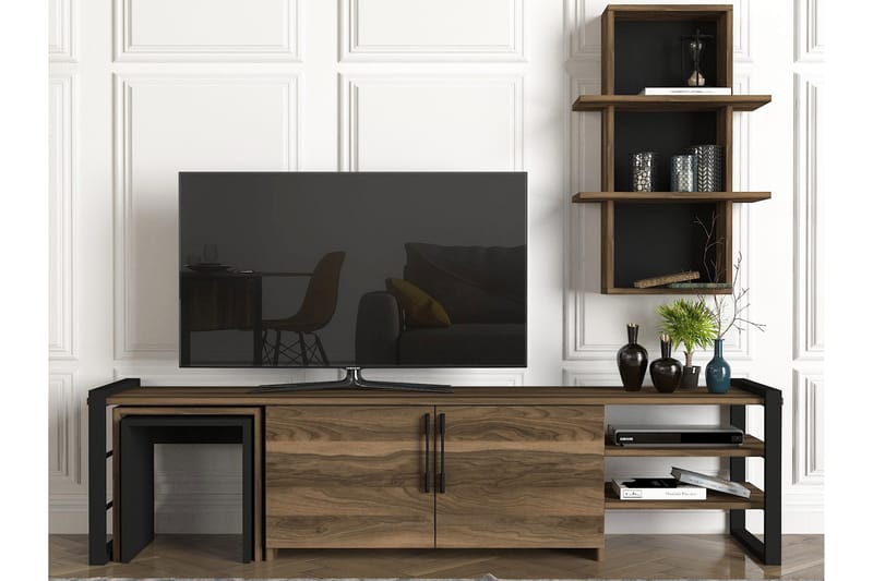 TV-Møbelsett Declerc 180 cm - Valnøtt|Svart - TV-møbelsett
