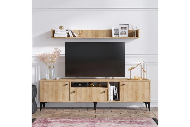 TV-møbelsett Gregani 150 cm - Natur / Svart - TV-møbelsett