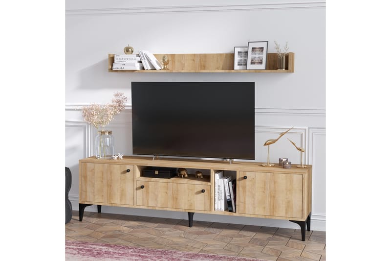 TV-møbelsett Gregani 150 cm - Natur / Svart - TV-møbelsett