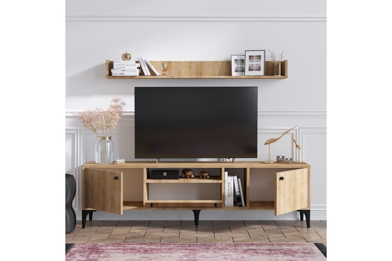 TV-møbelsett Gregani 150 cm - Natur / Svart - TV-møbelsett