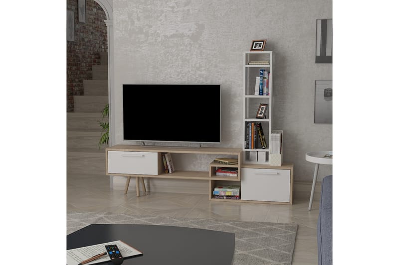 Tv-Møbelsett Lagomood 167 cm - Hvit/Natur/Brun - TV-møbelsett