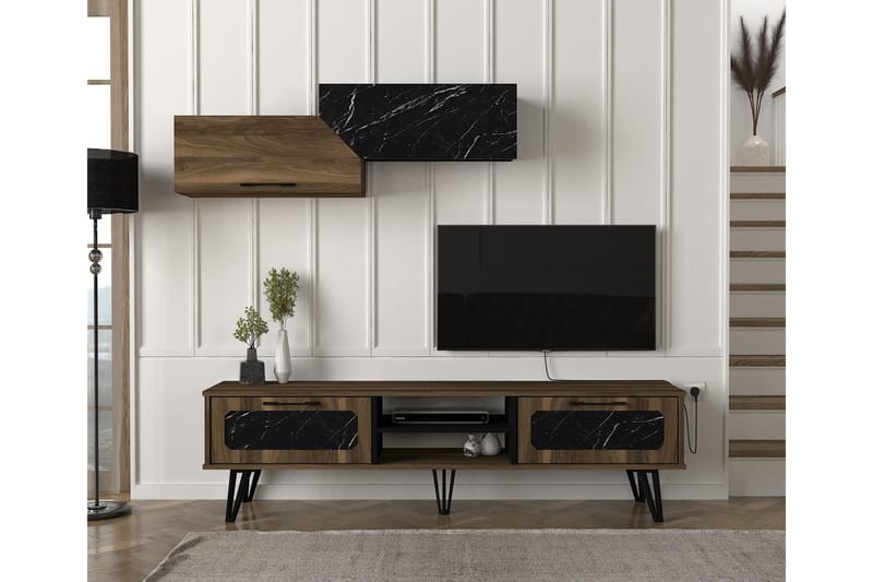 TV-møbelsett Lamperta 180 cm - Mørkebrun - TV-møbelsett