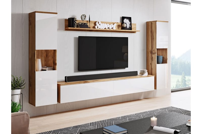 Tv-møbelsett - Natur/Hvit - TV-møbelsett