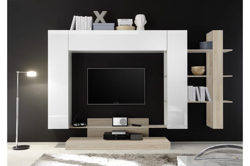 TV-møbelsett Nickero 259 cm - Hvit|Brun - TV-møbelsett