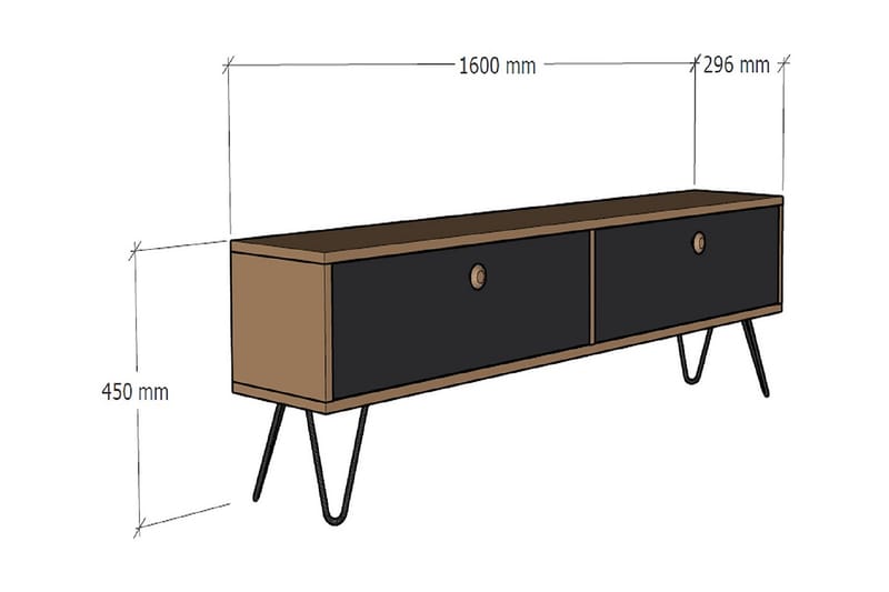 TV-møbelsett Sidenia 160 cm - Svart - TV-møbelsett