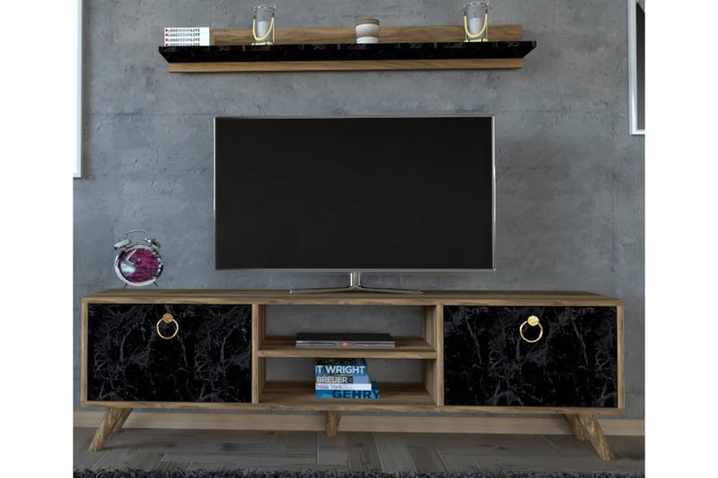 TV-møbelsett Slivea 160 cm - Mørkebrun - TV-møbelsett