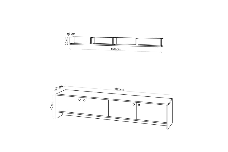 TV-møbelsett Tessari 180 cm - TV-møbelsett