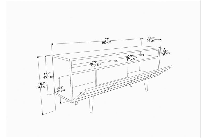 Tv-møbelsett Zakkum 160x64,5 cm - Svart - TV-møbelsett