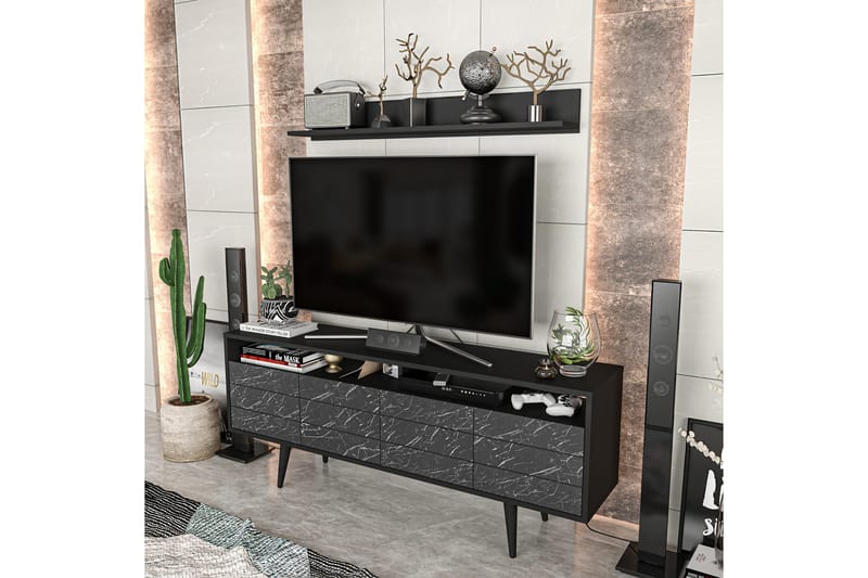 Tv-møbelsett Zakkum 160x64,5 cm - Svart - TV-møbelsett