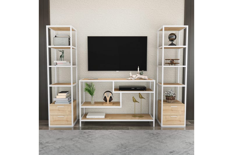 Tv-møbelsett Zakkum 198x160 cm - Hvit - TV-møbelsett