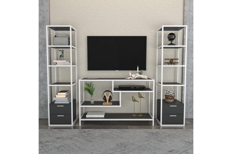 Tv-møbelsett Zakkum 198x160 cm - Hvit - TV-møbelsett