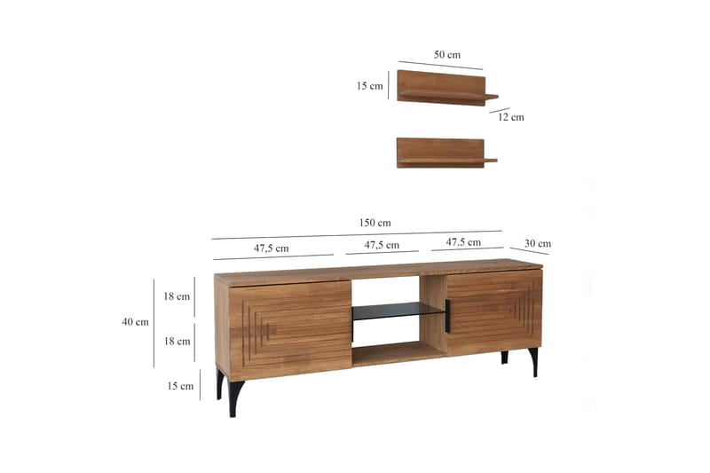 Tv-møbelsett Zakkum 50x15 cm - Brun - TV-møbelsett