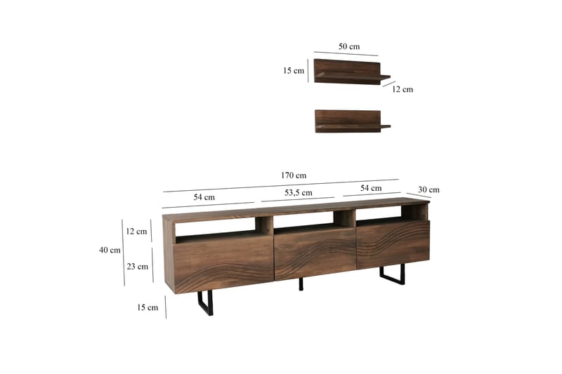 Tv-møbelsett Zakkum 50x15 cm - Brun - TV-møbelsett