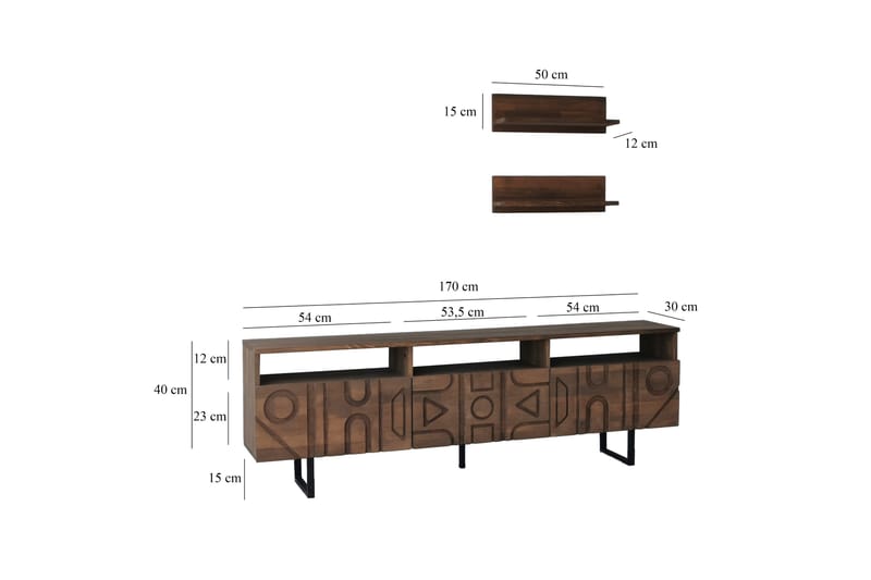 Tv-møbelsett Zakkum 50x15 cm - Brun - TV-møbelsett