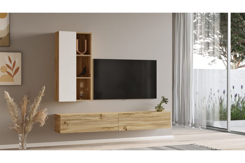Tv-Møbelsett Zeliv 175 cm - Natur/Hvit - TV-møbelsett