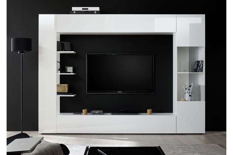 Veggkombinasjon Selvena 295 cm - Hvit - TV-møbelsett