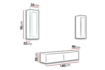 Vigo TV-møbelsett 210x40x180 cm - Møbler - TV- & Mediamøbler - TV-møbelsett
