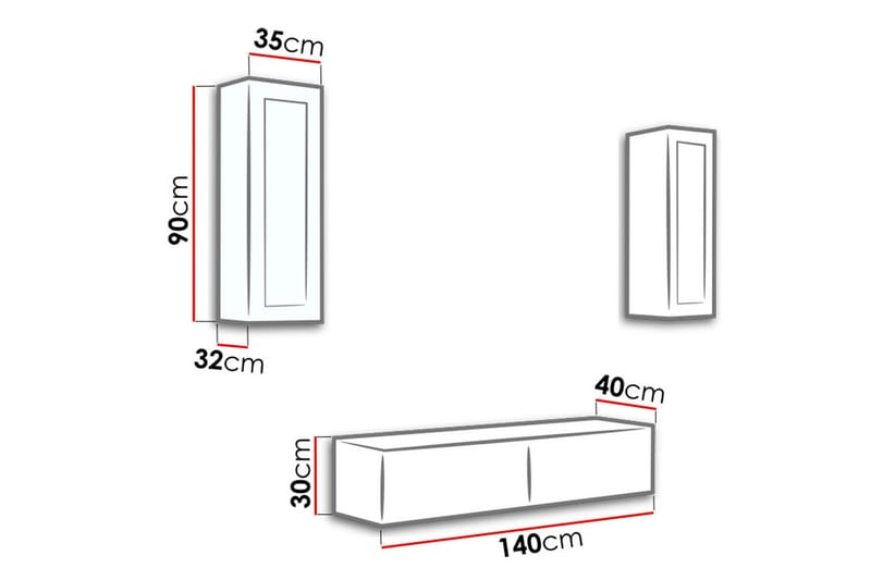 Vigo TV-møbelsett 210x40x180 cm - Møbler - TV- & Mediamøbler - TV-møbelsett