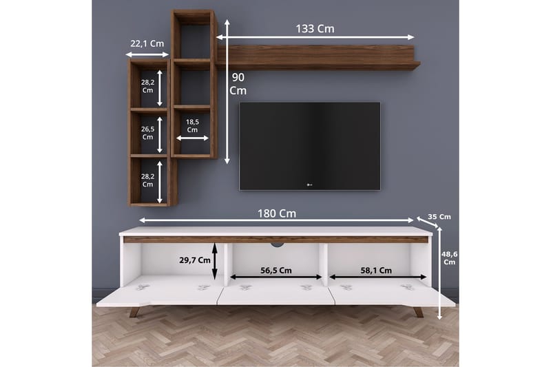 Virkesbo TV-Møbelsett 180 cm - Beige - Møbler - TV- & Mediamøbler - TV-møbelsett